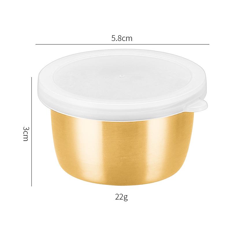304 Stainless Steel 40ml Condiment Dish with Plastic Lid, Leak-proof Sauce Cup, Simple Ins Style Dipping Dish