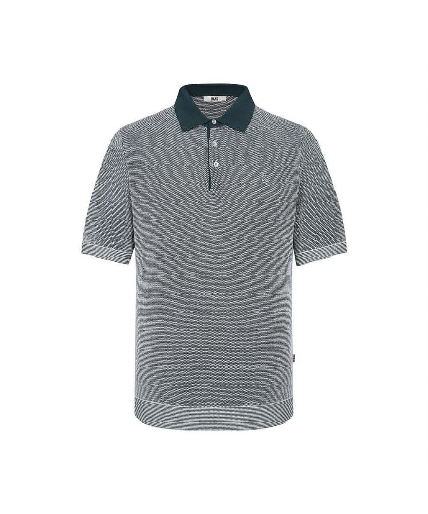 Dagseusyeocheu Two-Tone Jacquard Short Sleeve Collared Knit Green_Dls1Swts103E1