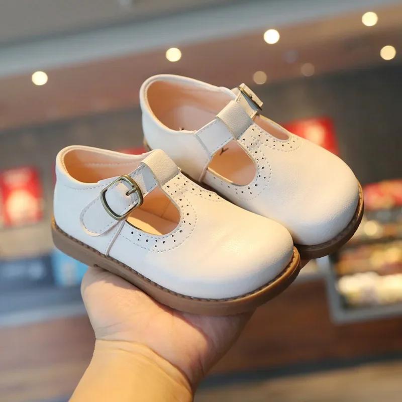 Meisjesschoenen Basic Mary Janes Kinderschoenen Platte Schoenen Baby Peuters Antislip Casual Schoenen voor Kind Leren Schoen Zwart E01042