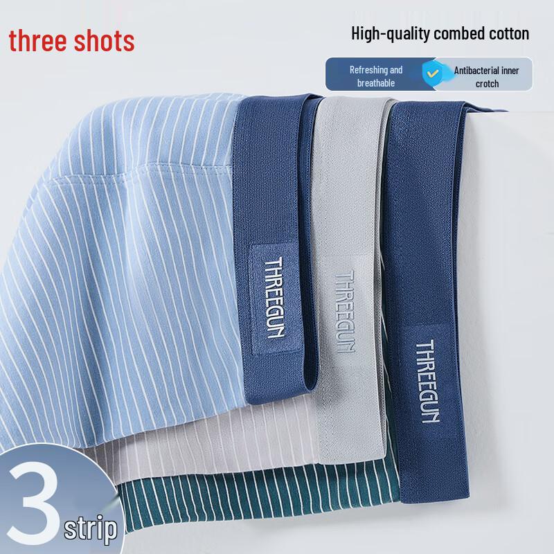 Men's 7A Antibacterial Cotton Boxer Briefs 3-Pack