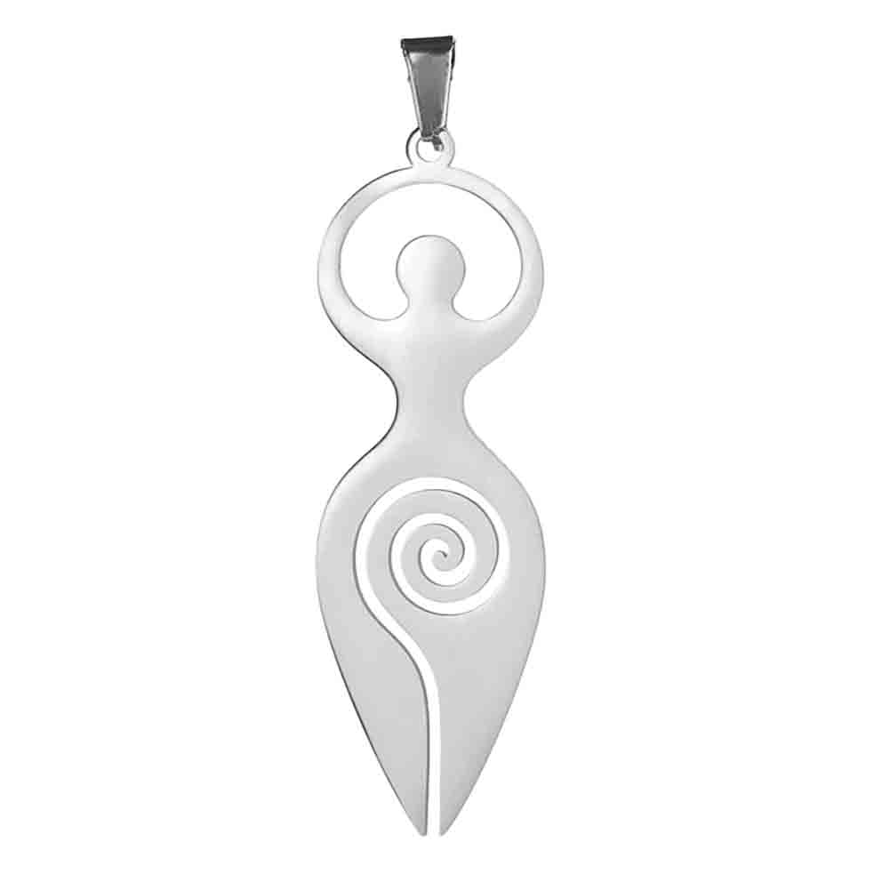 

LIKGREAT Hecate Goddess Pendant Necklace Stainless Steel Talisman Wicca Pagan Necklace Spiral Goddess Magic Amulet Jewelry 45cm