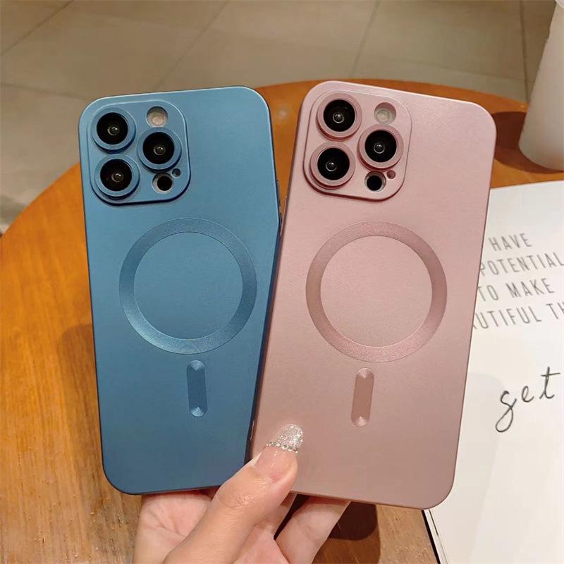 Liquid Metal Paint Phone Case & Magnetic Lens Protector for Apple iPhone 14/15/13 Pro/12