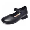 Women's Spring New Low-heeled One-word Mary Jane Shoes First-layer Cowhide Shallow-mouth Flats