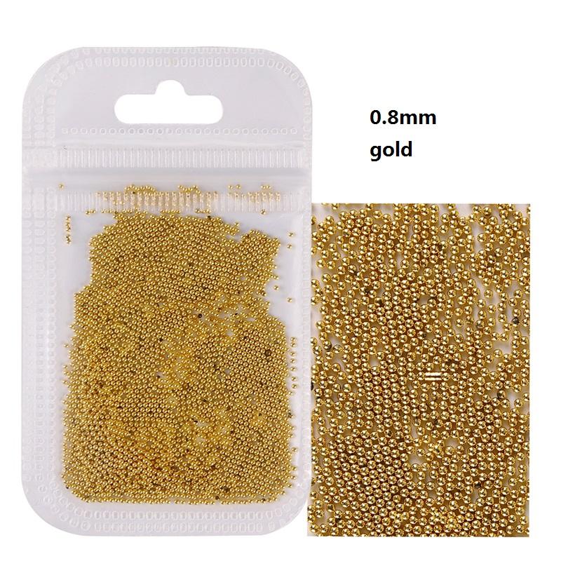 

1 упаковка, 0,6-2,0 мм, бусины с икрой для дизайна ногтей, 10 г, стальные микрошарики, украшения для ногтей 0.8mm золотой