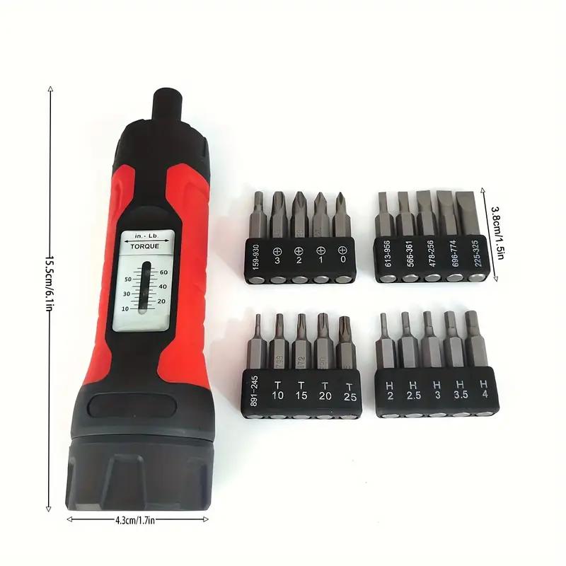 21pcs Preset Torque Screwdriver Set Adjustable 10-65in.lb Manual Torque Bicycle 1/4 Inch Torque Screwdriver Bicycle Repair Tools