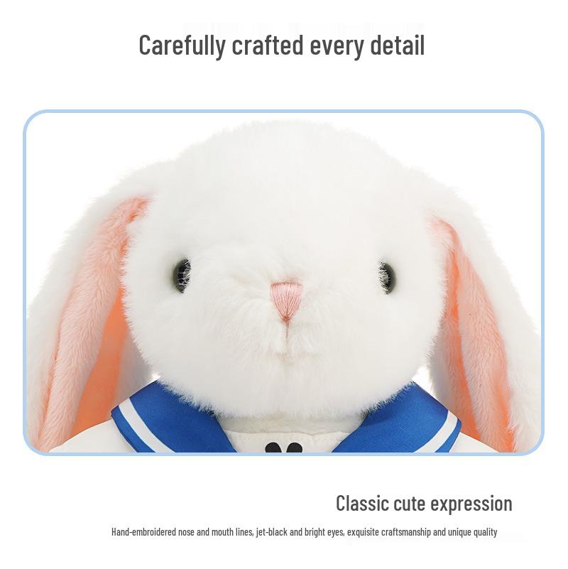 Navy Baby Rabbit Plush Toy with Long Ears - Cute Cartoon Comfort Doll for Kids
