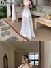 Summer New French Fresh Sweet Strappy Dress for Women Beach Vacation Outfit High Waist Midi Skirt