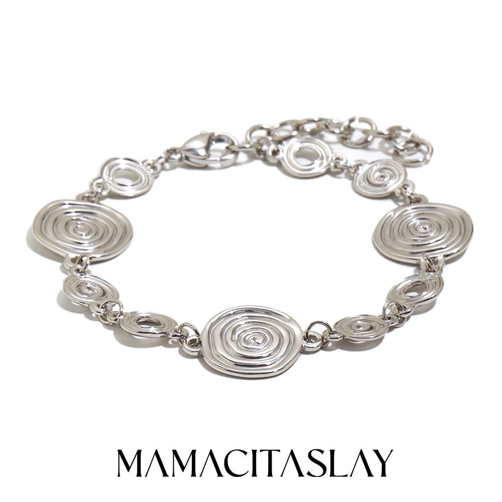 

MamacitaSlay 316L Stainless Steel Round Thread Bracelet 18K Gold Plated Waterproof Wrist Jewelry Women s Unique Bracelet Gifts 21cm серебряный