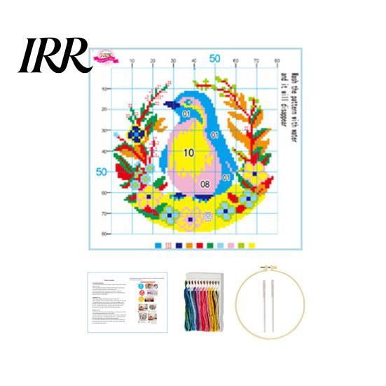 Complete Cross Stitch Supplies Embroidery Starter Kit for Beginners Set with Floral Animal Landscape Patterns Pre-Printed Fabric Threads
