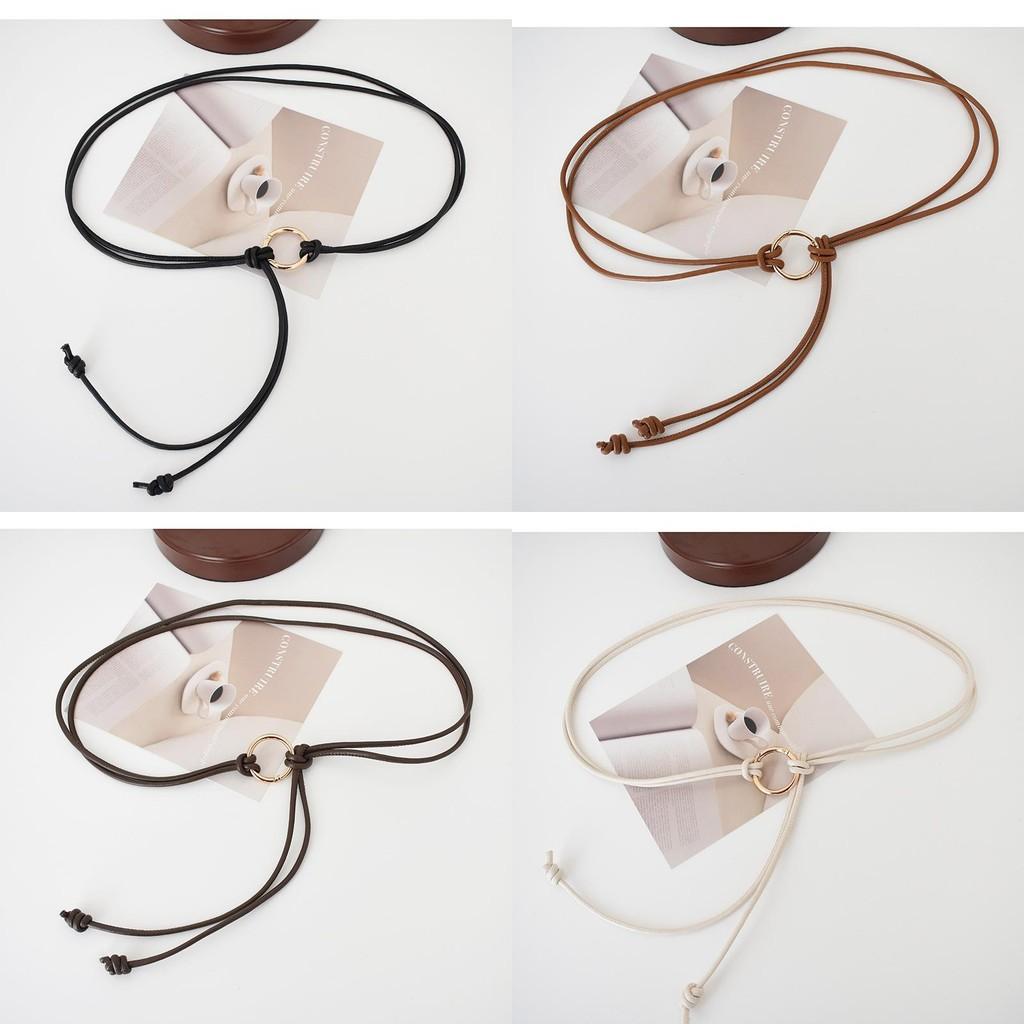 New Summer Women's Pu Leather Thin Belt For Dresses With Decorative Knot Design