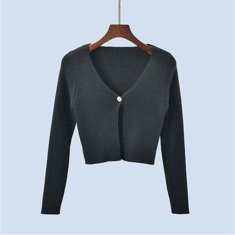 High Quality Autumn Clothing New Arrival Women's Knitwear Cardigan Women's Short One Button Long Sleeve Sweater Coat Slim Fit Slimming Top