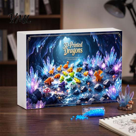 Stress Relief Toys for Teens 3D Printed Dinosaur Advent Calendar, 24-Day Mini Articulated Figure Set, Holiday Calendar Kids Christmas Countdown