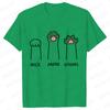 Schere Stein Papier Lustiges Katzenpfotenabdruck T-Shirt Damen Sommer Weiche Oversized Tops Mode Lässig Kurzarm Street T-Shirt