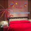 Set Decorazione Matrimonio Camera da Letto Doppia Felicità Rossa