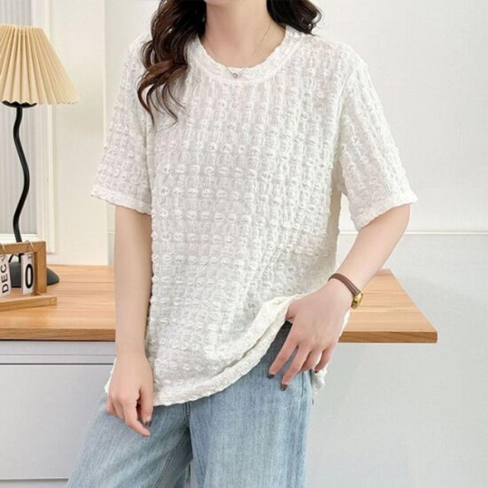 Navava Women 3d TexTure Simple Daily ShorT Sleeve T shirT nT2558