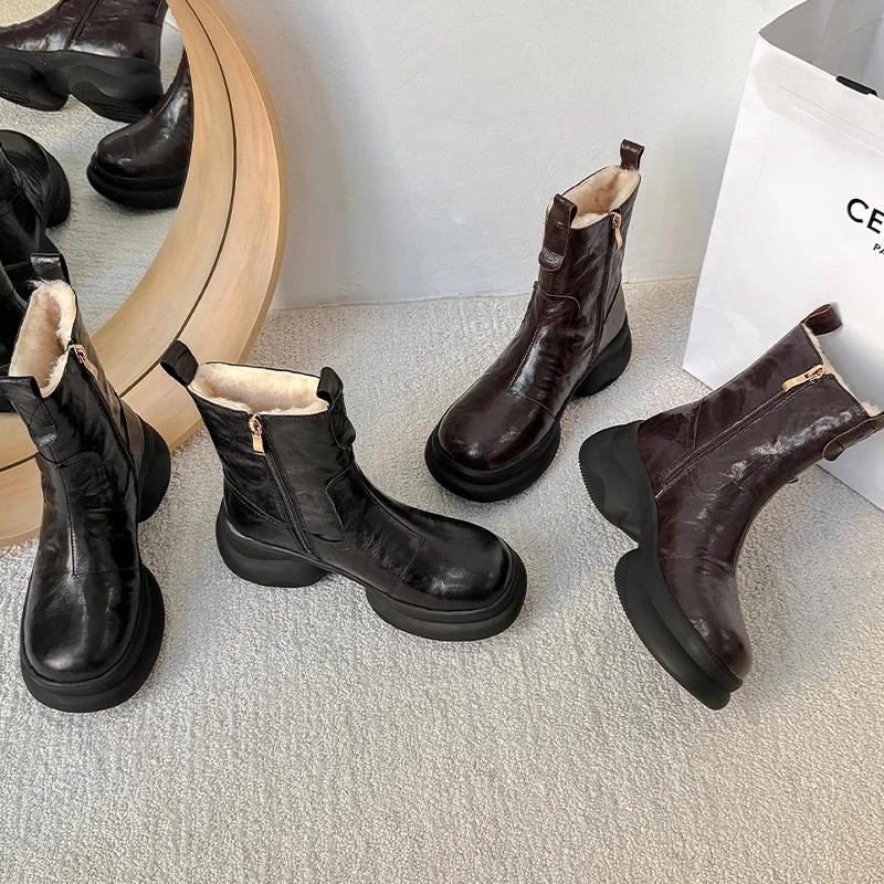 Ankle Boots for Women Flats Fashion Casual Cotton Shoes  Winter  Warm Snow Boots Comfort Designer Retro Mujer De Botas