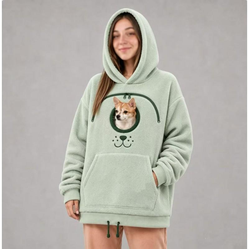2026 Solid Color Hooded Pet Loose Fit Pullover Sweatshirt Unisex Casual Top