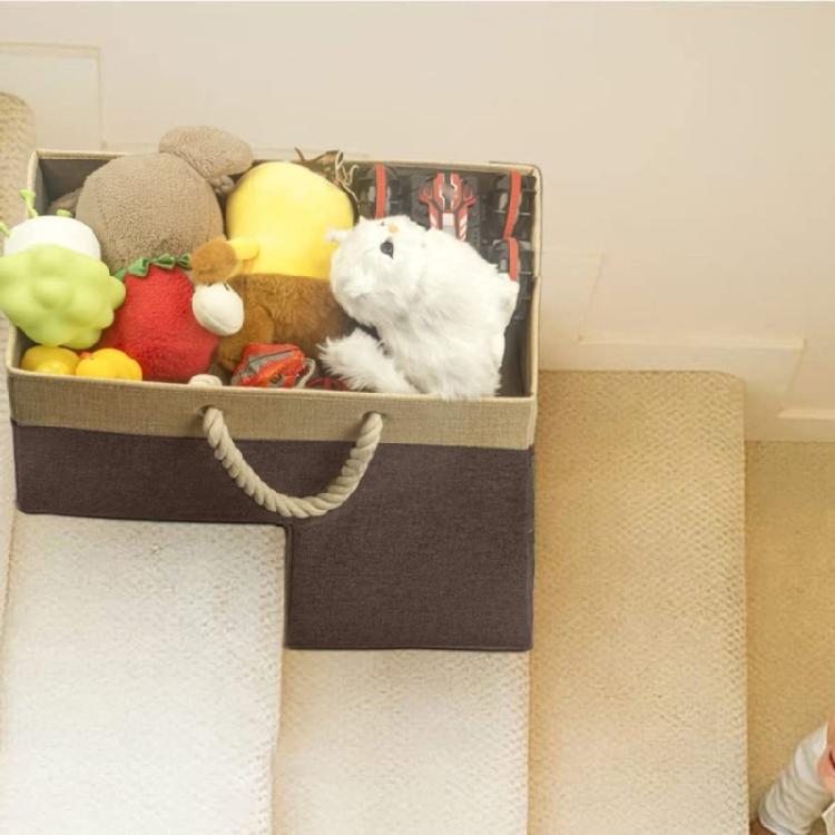 Stair Shape Storage Box Fabric Foldable Stair Basket with Cotton Rope Handle Large Capacity Household Organizers