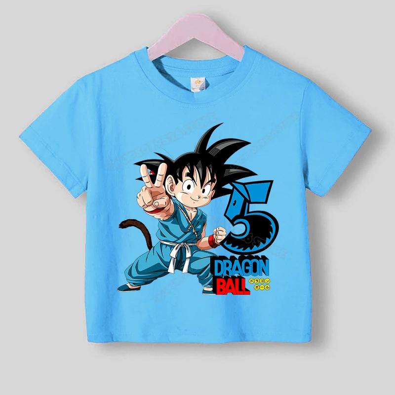 Dragons Ball Boy Number Cotton T Shirt Anime Kids Birthday Clothes Toddler Short Sleeve Tee Shirts Summer Cartoon Children Tops