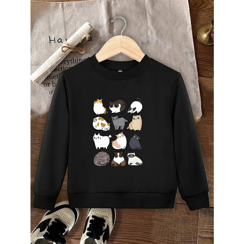 European Sizes Autumn/Winter Kids' Casual Crew Neck Sweatshirt, Fashionable, Comfortable, and Warm, with Fun and Print