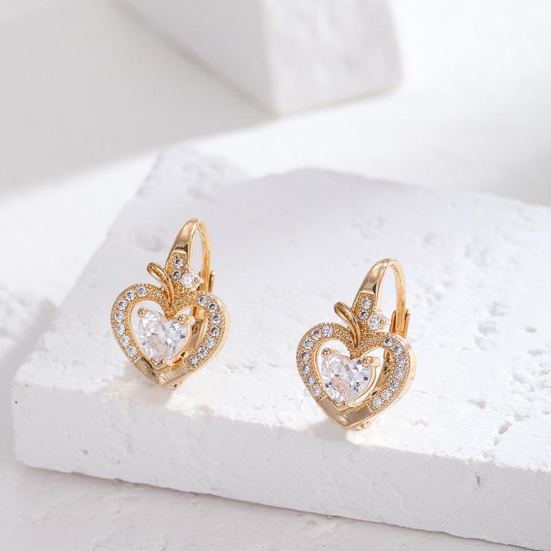 EH263 pure copper love geometry S925 silver needle earrings female pentagram three-dimensional geometry zircon ins stud earrings