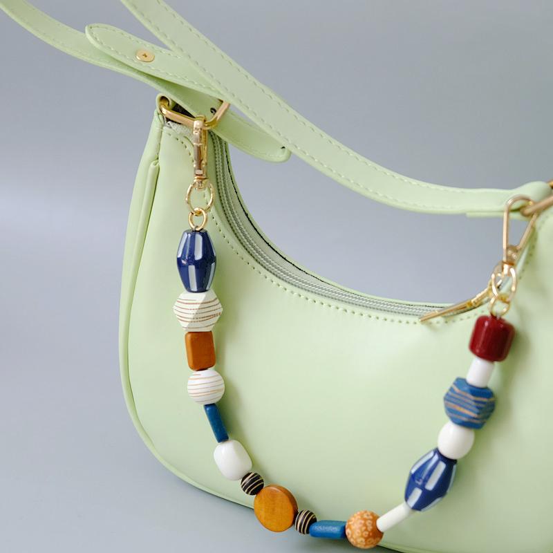 Nowa torebka damska akcesoria kolorowe drewniane koraliki z żywicy część ręcznie wykonana opaska na nadgarstek etui na telefon pasek kobiety wymiana torby łańcuszek z uchwytem