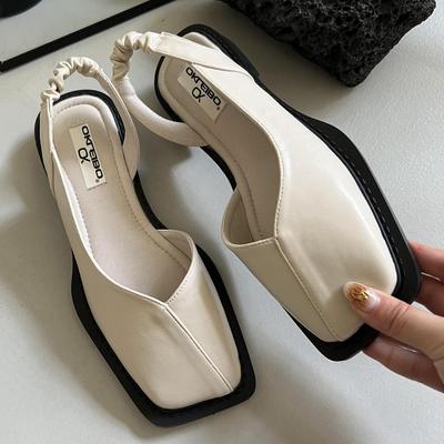 Fashion Square Toe Leather Patchwork Mules Sandals Women Elastic Band Back Strap Gladiator Sandalias Mujer 2025 Stripe Zebra Sandales