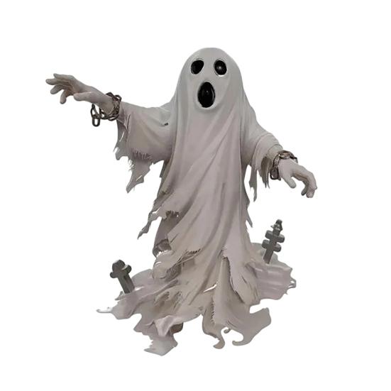 Halloween Ghost Figurine, Spooky Scream Face Ghost Resin Statue for Indoor Shelf, Tabletop Centerpiece, Home Office Decor B