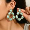 European and American jewelry personalized design Baroque women's earrings set with colored gemstone studs, high-end earrings