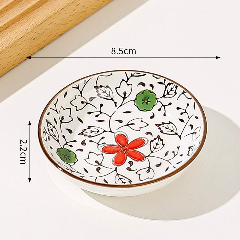 1/6pcs Japanese Style Mini Ceramic Plate Soy Sauce and Vinegar Dipping Plate Snack Plate Family Desktop Fruit Dessert Plate