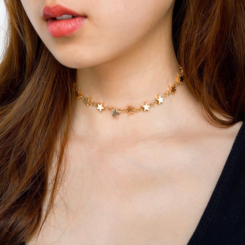 Fashion Personalized Street Shot Five-pointed Star Handmade Accessories Women, Versatile Alloy Star Necklace