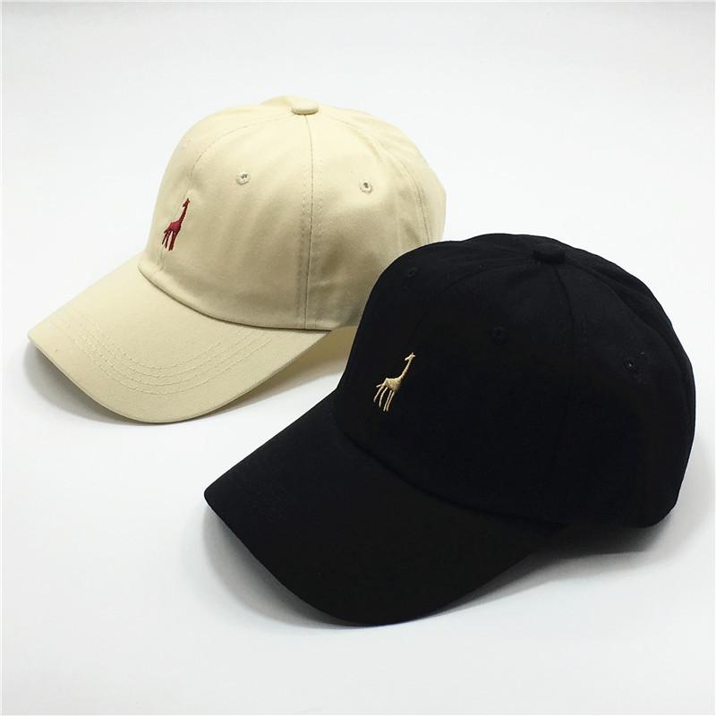 Chic hat female cartoon giraffe hip-hop cute baseball cap male four seasons travel PU leather buckle cap tide
