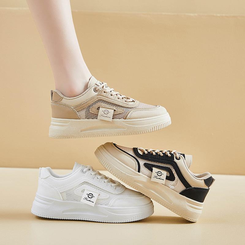 Mesh White Shoes for Women In Summer New High-rise Student Shoes Breathable Casual Shoes