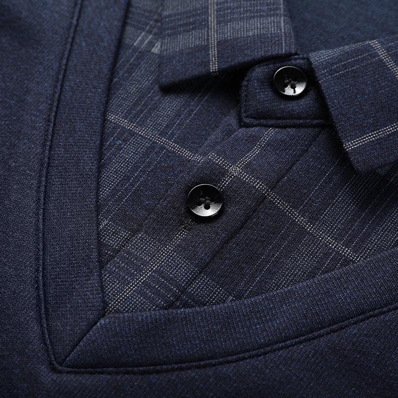 Dad's Spring and Autumn Long-sleeved T-shirts, Middle-aged and Elderly Men's Casual Pullover Bottoming Shirts, Autumn Holiday Two-piece Tops