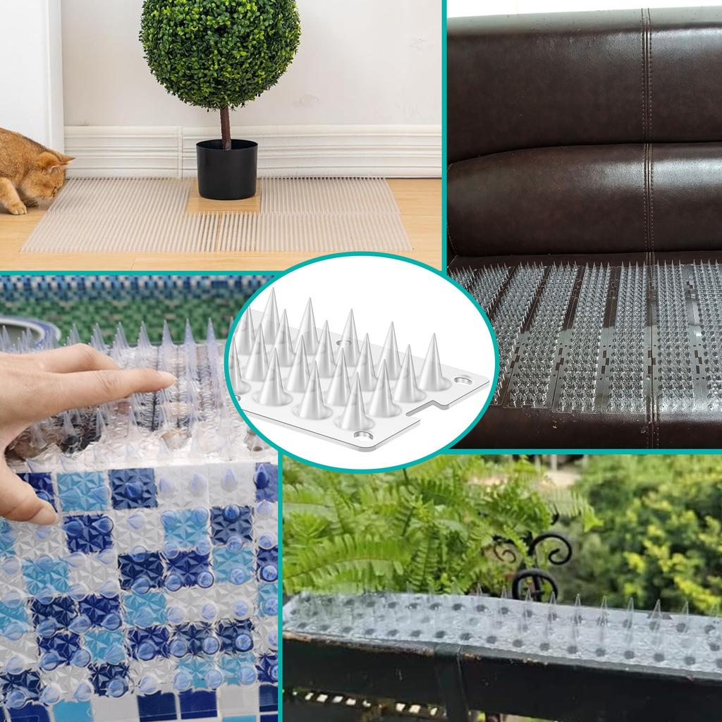 24Pcs Bird Repeller Spikes Plastic Transparent Cat Intruder Deterrent Strip Anti Climb Fence Wall Spikes for Pigeon Squirrel Cat