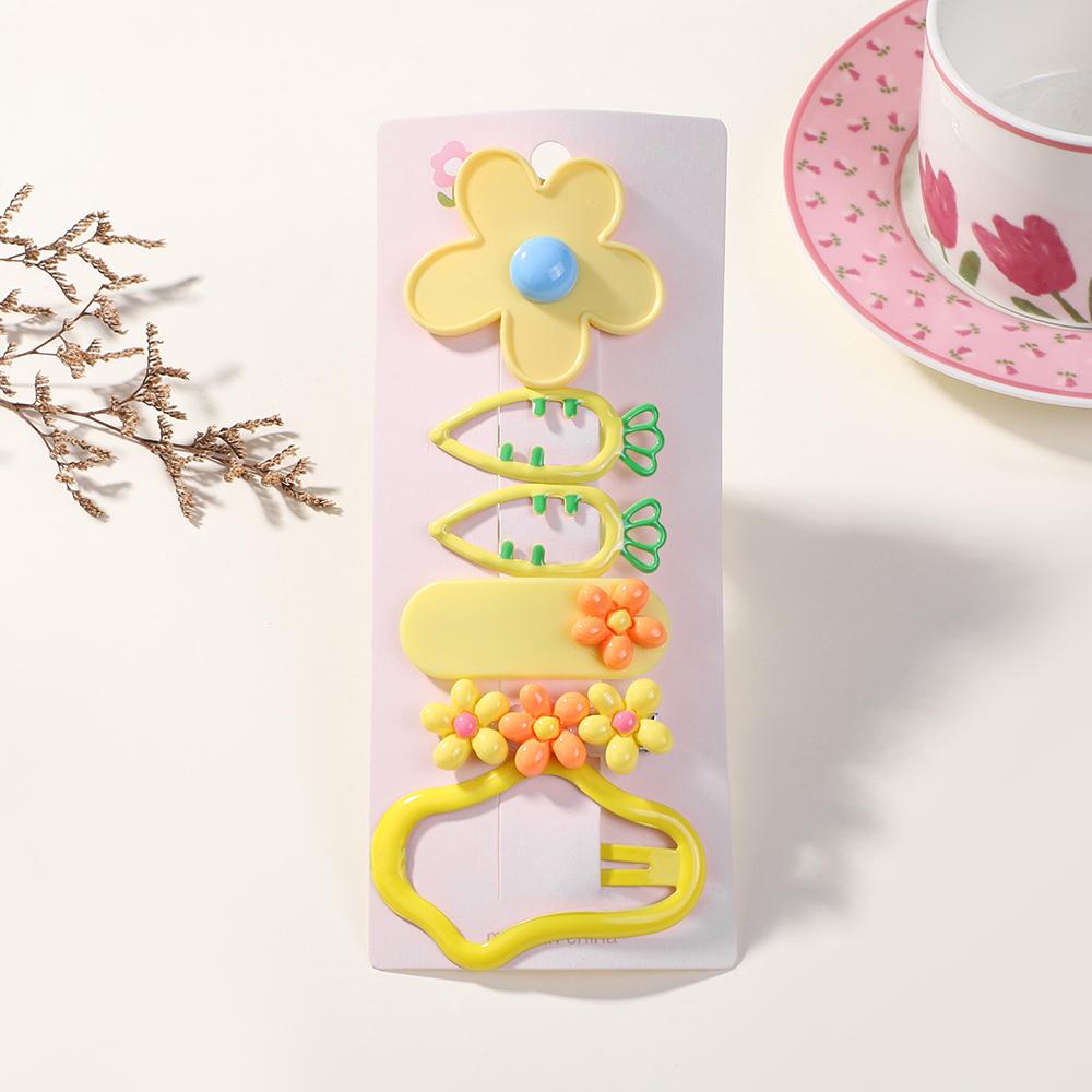 

6 шт. Мультяшные красочные заколки для волос, милые заколки для волос в виде цветка и сердца для девочек, детские заколки-автоматы для волос, заколки-невидимки, головные уборы, детские аксессуары для волос