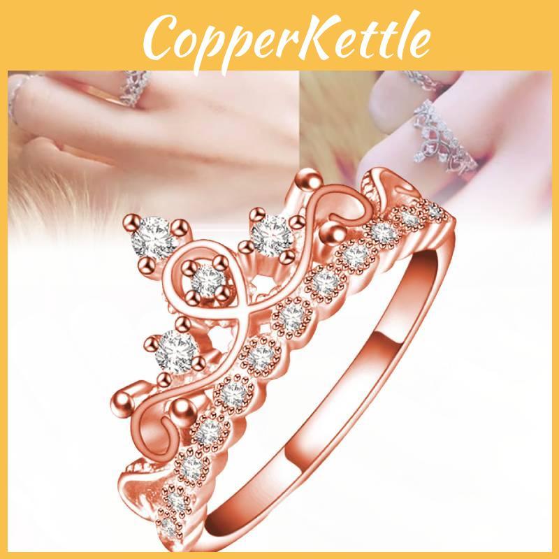 Stunning Rose Gold Crown Ring For Women With Shiny Gemstone Inlays Ideal For Gifts