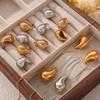 Luxury Water Drop Rhinestone Earrings and 18K Gold-Plated Titanium Necklace Jewelry Set