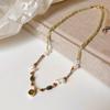 Glass beads freshwater pearl necklace light luxury niche beaded collarbone chain fashion antique necklace women