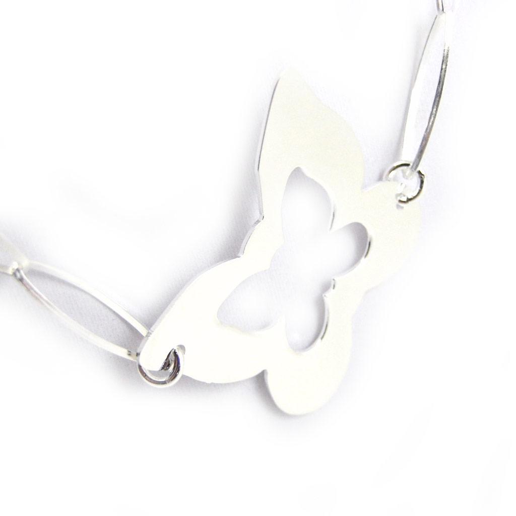 Les Trésors De Lily [G0604] - Silver 'Butterflies' Necklace