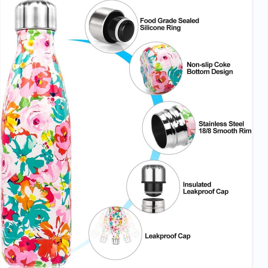 Stainless Steel Water Bottle Vacuum Insulated Water Bottles Reusable Double Walled Drinks Bottle 350ml/500ml/750ml/1000ml