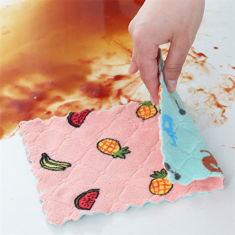 1/5/10Pcs Greaseproof Kitchen Double Side Cleaning Cloth Super Absorbent Household Scouring Pad Kitchen Cleaning Towel Rags