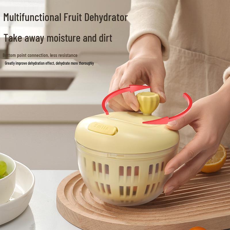 Household Dehydrator for Fruits & Vegetables: Manual Spin-Dry & Water-Draining Basket for Salads