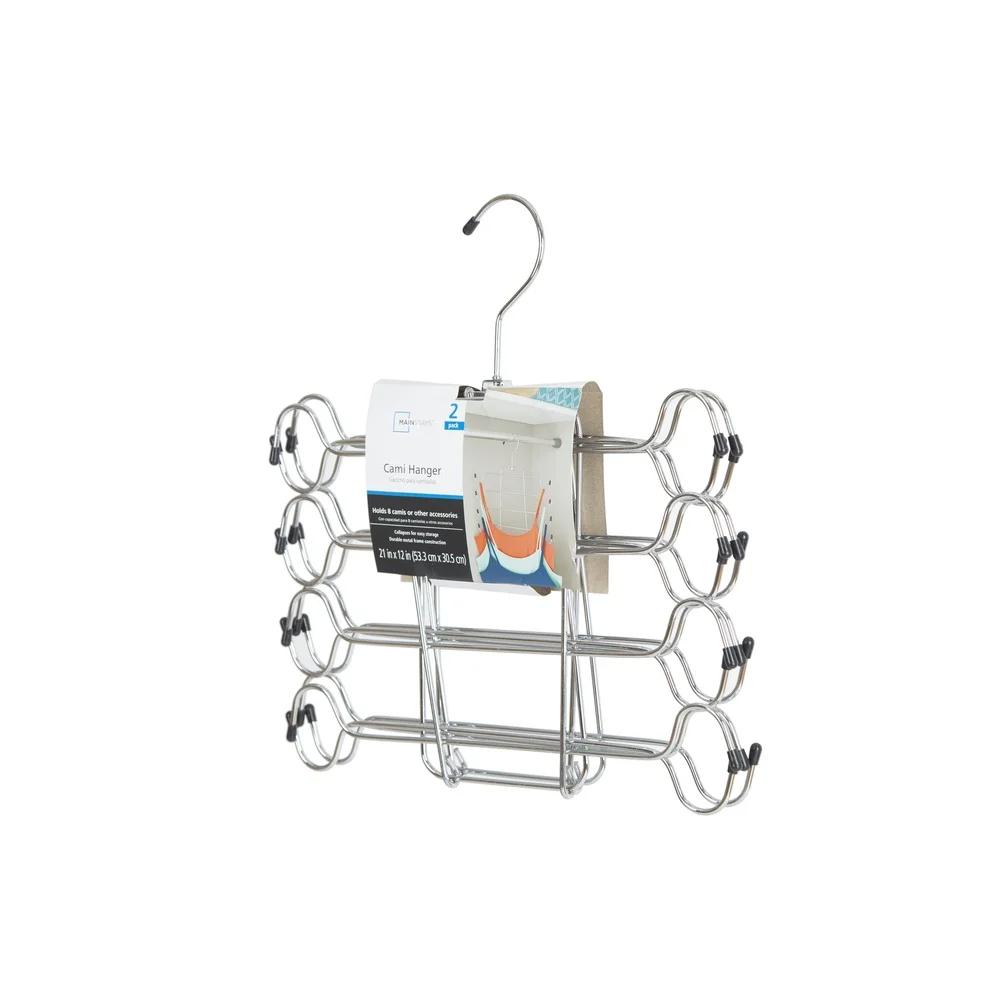 2 Pack Heavy Duty Metal Folding Tank Top Bra Hanger 4 Tier Space Saving Closet Organizer Accessories Multiuse Garments Belts