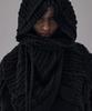 Teulimingbeodeu Wool Damage Tassel Knit Set-Up Layered Wrap [ Black ]