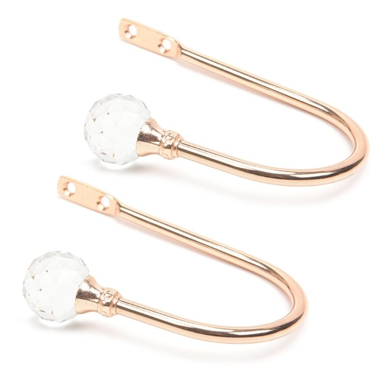 

Set of 2 Elegant Curtain Holdbacks U Form Designs Wall Mounted Hook Convenient for Fixed Curtains or Hanging Use золотой