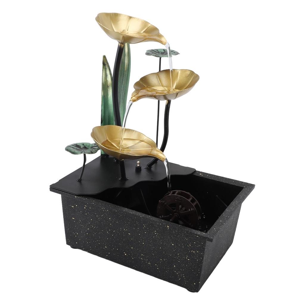 USB Tabletop Fountain Quiet Circulating Water Decorative Iron Desk Waterfall Fountain with LED Light for Living Room