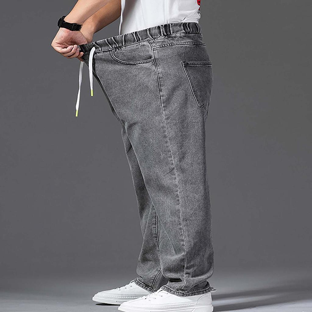 Men's Thick Legs And Wide Trousers, Men's Straight Loose Big Feet Long Trousers With Wide Elastic Legs