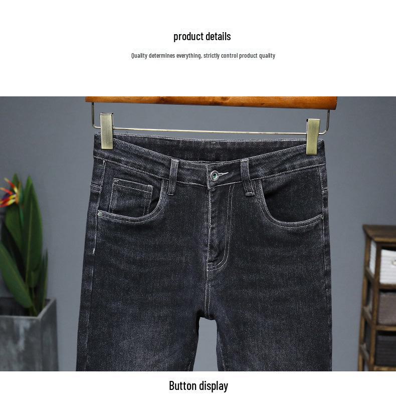 Douyin Trendy Pánské Vysoce Elastické Slim Fit Zimní Džíny - Pohodlné, Cenově Dostupné a Stylová Korejská Móda.