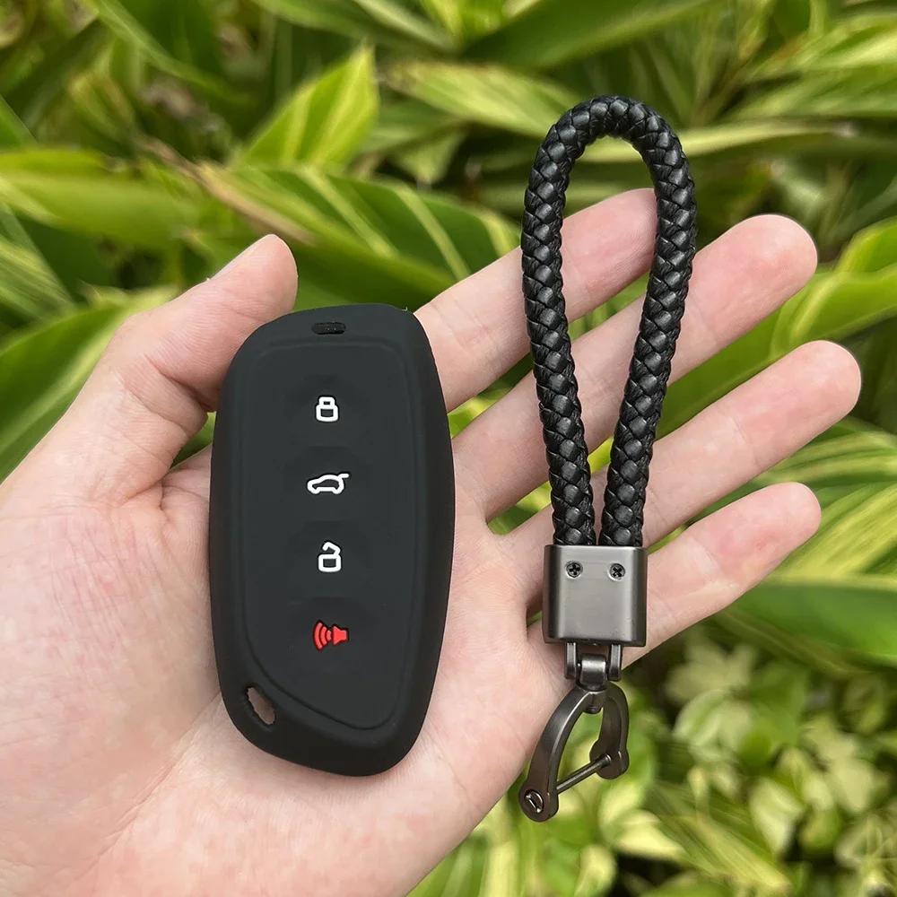 Gummi Auto Schlüsselanhänger Hülle Silikon Schutzhülle für Haval Beast X Dog XY 4 Tasten Fernbedienung Auto Zubehör Schlüsselanhänger Halter Schale